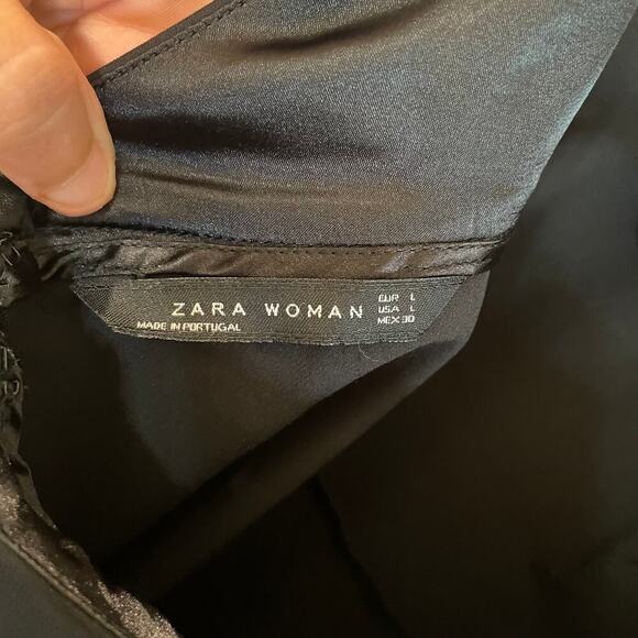 Zara woman plunging v neck, fit & flare open back party dress size large - Picture 2 of 12